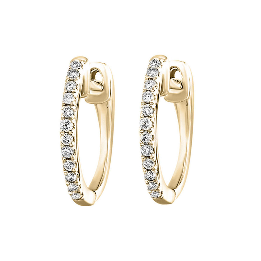 Modern Design Huggie Hoop Diamond Earrings  in 10K | Gemmas Jewelers 3