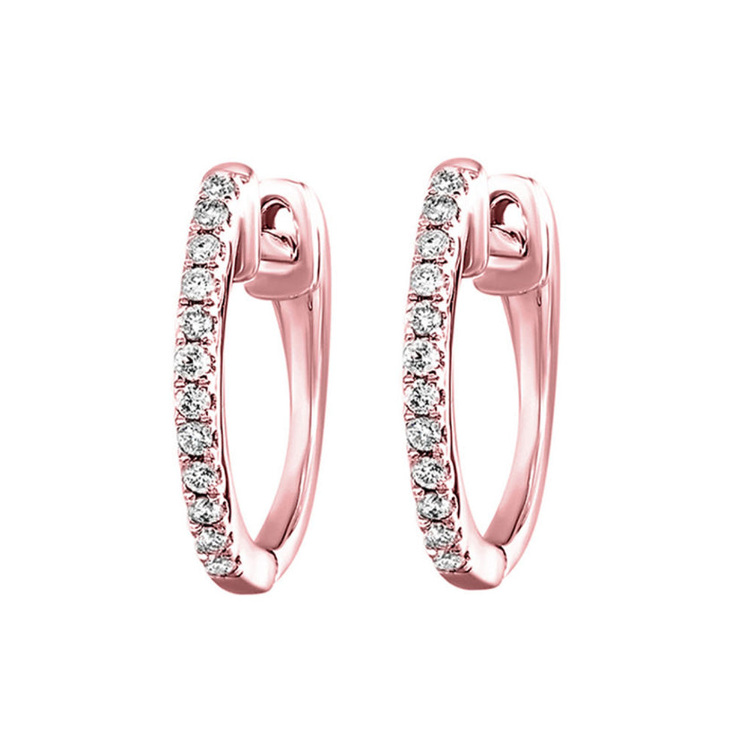 Modern Design Huggie Hoop Diamond Earrings  in 10K | Gemmas Jewelers 1