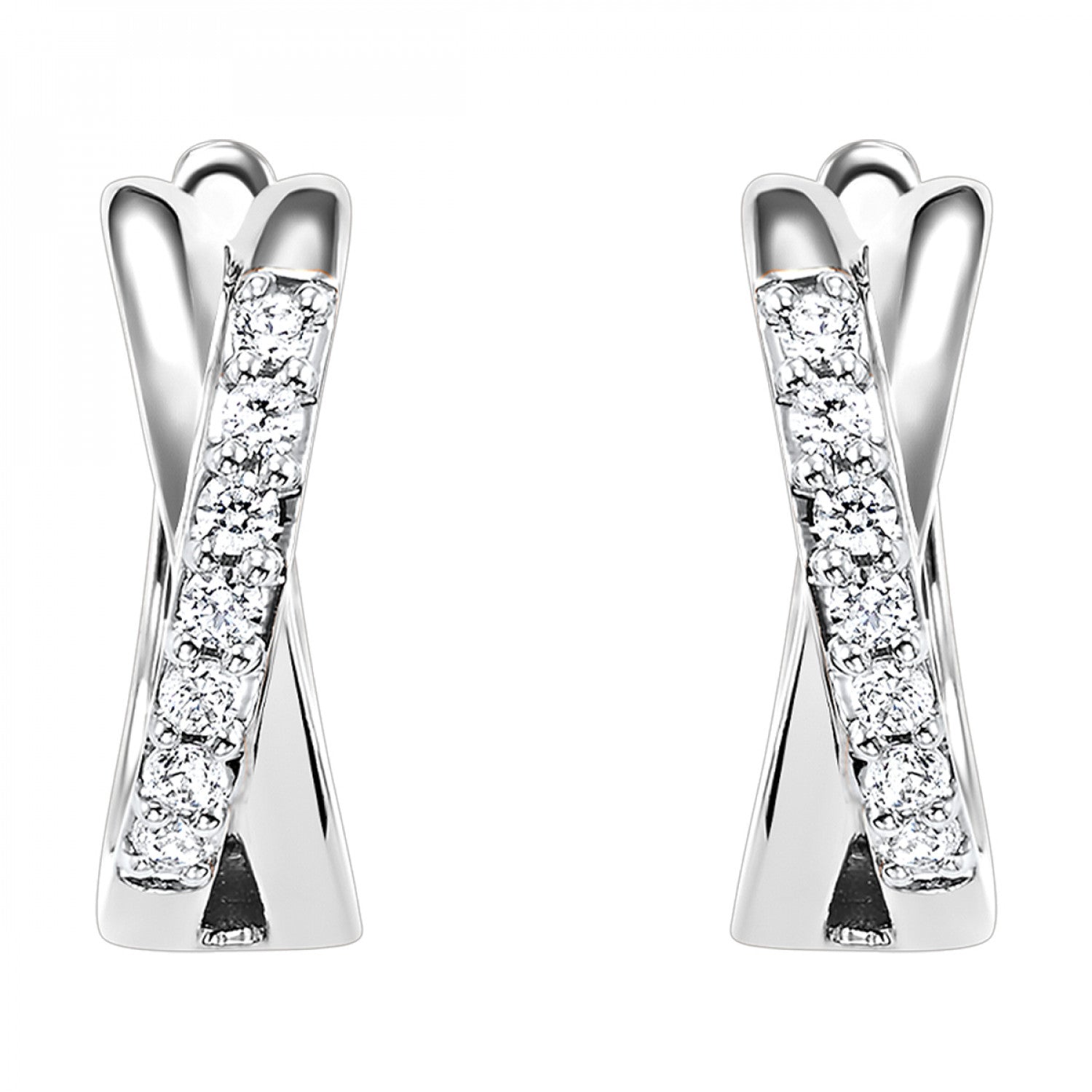 Modern X Design Diamond Hoop Earrings in 10K | Gemmas Jewelers 1