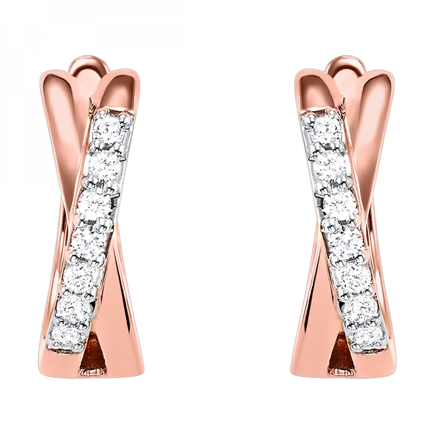 Modern X Design Diamond Hoop Earrings in 10K | Gemmas Jewelers 2
