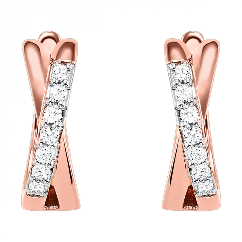 Modern X Design Diamond Hoop Earrings in 10K | Gemmas Jewelers 2