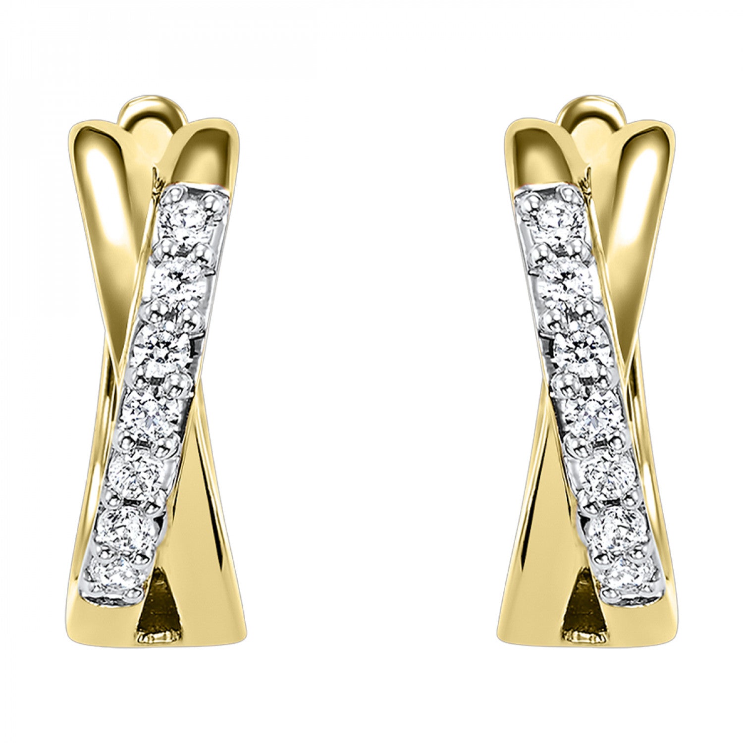 Modern X Design Diamond Hoop Earrings in 10K | Gemmas Jewelers 3