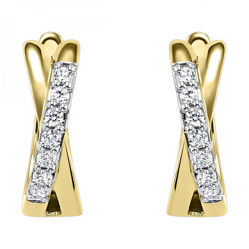 Modern X Design Diamond Hoop Earrings in 10K | Gemmas Jewelers 3