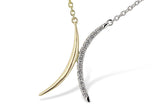 Two-Tone Diamond Pavé Curve Necklace in 14K Gold