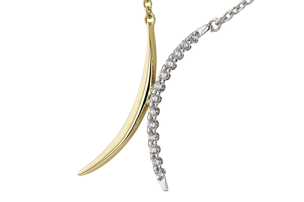 Two-Tone Diamond Pavé Curve Necklace in 14K Gold