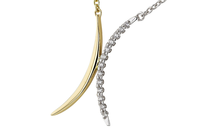 Two-Tone Diamond Pavé Curve Necklace in 14K Gold