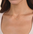 Pavé Diamond Sideways Cross Pendant Necklace in 14K Yellow Gold
