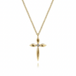 Sculpted Fluted Cross Pendant Necklace with Diamond Accent in 14K Yellow Gold