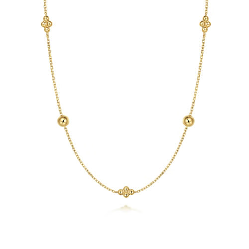 Gabriel & Co. Bujukan Collection Bead Station Necklace in 14K Yellow Gold