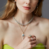 Opulent Diamond and Blue Topaz Pear Shape Enamel Drop Necklace in 14K Yellow Gold | Gemma's Jewelers
