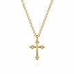 The Bujukan Collection Beaded Station Fluted Cross Pendant Necklace in 14K Yellow Gold