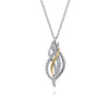 Gabriel & Co. Bujukan Fashion Multi Rows White Sapphire Pendant Necklace in 14K and Sterling Silver