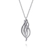 Gabriel & Co. Bujukan Fashion Multi Rows White Sapphire Pendant Necklace in 14K and Sterling Silver