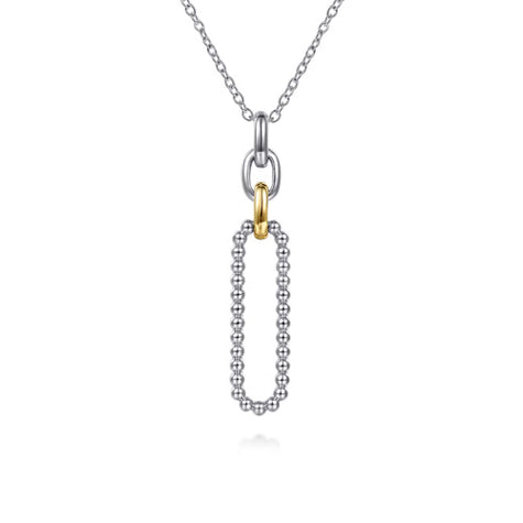 Gabriel & Co. Bujukan Fashion Drop Paper Clip Pendant Necklace in 14K and Sterling Silver