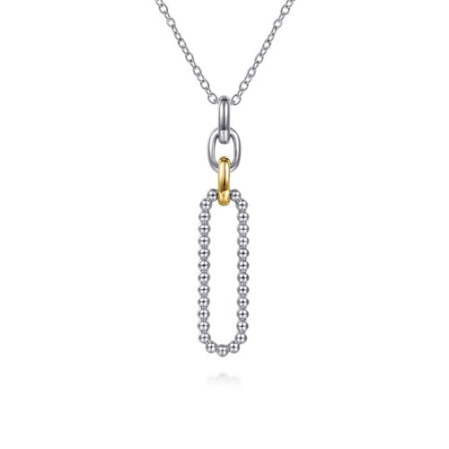 Gabriel & Co. Bujukan Fashion Drop Paper Clip Pendant Necklace in 14K and Sterling Silver