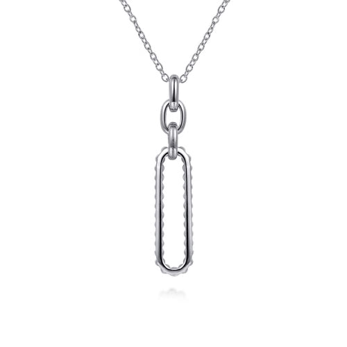 Gabriel & Co. Bujukan Fashion Drop Paper Clip Pendant Necklace in 14K and Sterling Silver