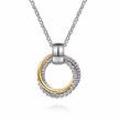 The Bujukan Collection Two-Tone Interlocking Circle Beaded Pendant Necklace in Sterling Silver and 14K Gold