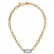 The Bujukan Collection Two-Tone Paperclip Link and Pavé Diamond Station Statement Necklace in 14K Gold