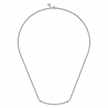 The Bujukan Collection Two-Tone Curved Pavé White Sapphire Bar Necklace in Sterling Silver and 14K Gold