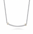 The Bujukan Collection Two-Tone Curved Pavé White Sapphire Bar Necklace in Sterling Silver and 14K Gold