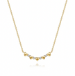 Graduated Puffed Heart and Pavé Diamond Curved Bar Necklace in 14K Yellow Gold