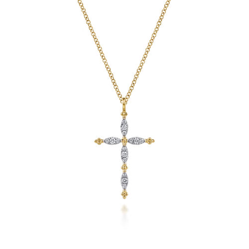 Gabriel & Co. Bujukan Diamond Cross Pendant Necklace in 14K Yellow Gold