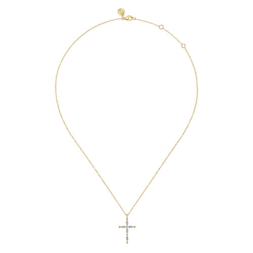 Gabriel & Co. Bujukan Diamond Cross Pendant Necklace in 14K Yellow Gold