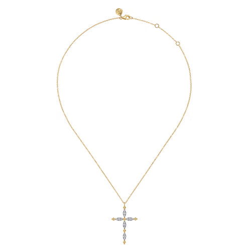 Gabriel & Co. Large Bujukan Diamond Cross Pendant Necklace in 14K Yellow Gold