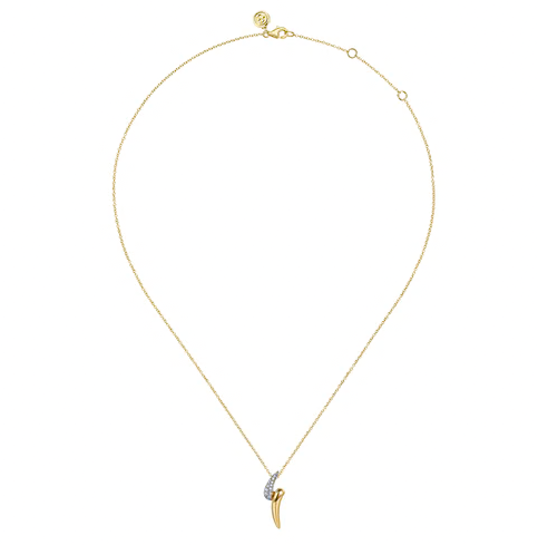 The Bujukan Collection Two-Tone Sculptural Pavé Diamond Bypass Drop Pendant Necklace in 14K Gold