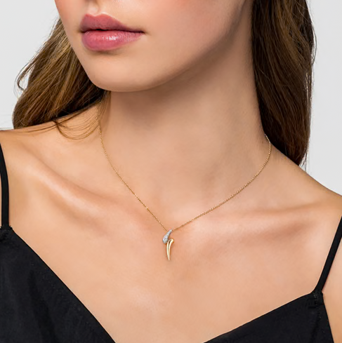 The Bujukan Collection Two-Tone Sculptural Pavé Diamond Bypass Drop Pendant Necklace in 14K Gold
