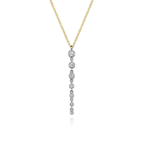 Two-Tone Graduated Buttercup Diamond Linear Drop Necklace in 14K Gold