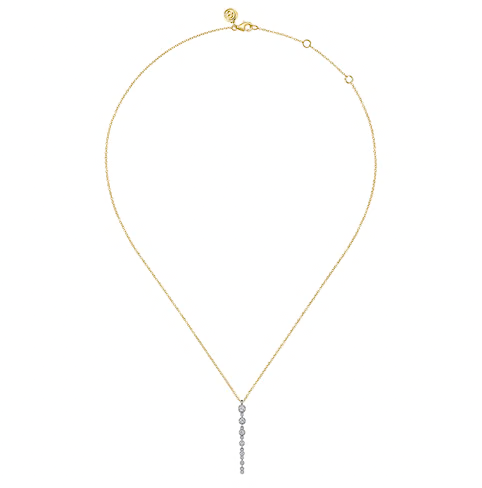 Two-Tone Graduated Buttercup Diamond Linear Drop Necklace in 14K Gold