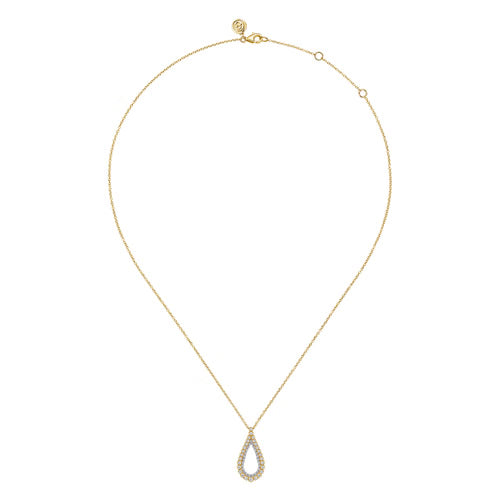 Gabriel & Co. Double Row Diamond Tear Drop Necklace in 14K Yellow Gold