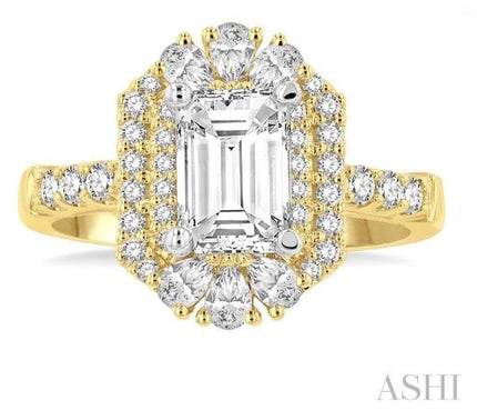 Octagonal Shape Pear and Round Diamond Engagement Ring in 14K Yellow Gold | Gemmas Jewelers