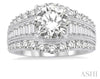 Opulent Baguette and Round Diamond Engagement Ring in 14K White Gold | Gemma's Jewelers