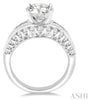 Opulent Baguette and Round Diamond Engagement Ring in 14K White Gold | Gemma's Jewelers