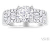 Opulent Baguette and Round Diamond Wide Shank Engagement Ring in 14K White Gold | Gemmas Jewelers