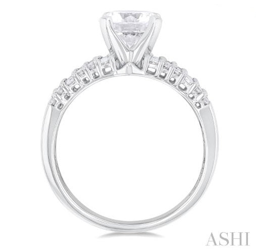 Opulent Baguette and Round Diamond Wide Shank Engagement Ring in 14K White Gold | Gemmas Jewelers