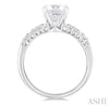 Opulent Baguette and Round Diamond Wide Shank Engagement Ring in 14K White Gold | Gemmas Jewelers