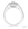 Opulent Double Halo Emerald Cut Diamond Engagement in 14K White Gold | Gemmas Jewelers