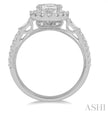 Opulent Oval Shape Diamond Engagement Ring with Baguettes in 14K White Gold | Gemma's Jewelers