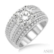 Opulent Round and Baguette Diamond  Engagement Wedding Ring in 14K White Gold | Gemmas Jewelers