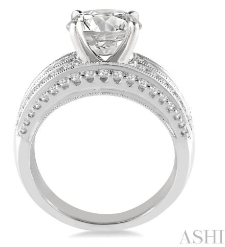 Opulent Round and Baguette Diamond  Engagement Wedding Ring in 14K White Gold | Gemmas Jewelers