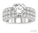 Opulent Triple Row Diamond Semi-Mount Engagement Ring in 14K White Gold | Gemmas Jewelers