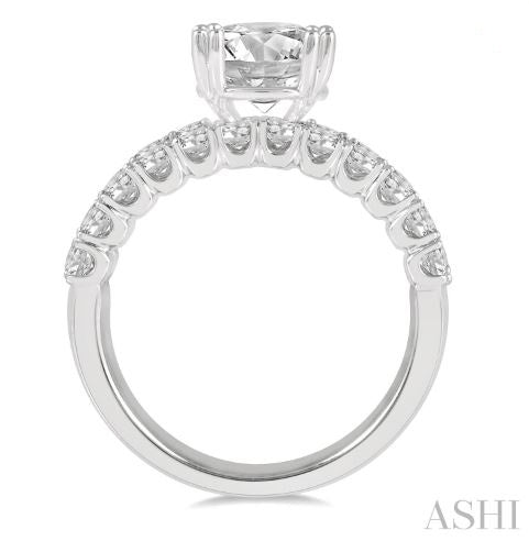 Opulent Triple Row Diamond Semi-Mount Engagement Ring in 14K White Gold | Gemmas Jewelers