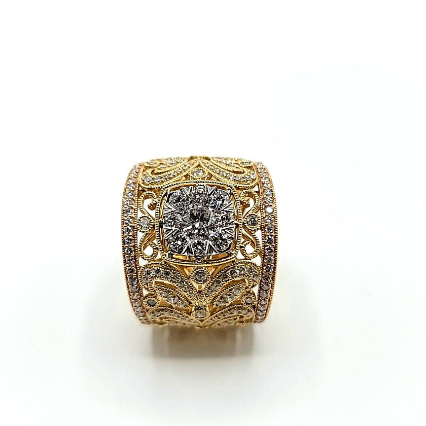 Opulent Custom Design Couture Cocktail Fashion Ring in 18K Gold | Gemmas Jewelers