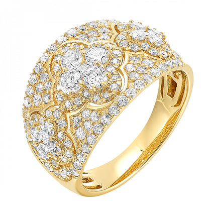 Opulent Dome Shape Dazzling Diamond Ring Cigar Band 14K| Gemmas Jewelers
