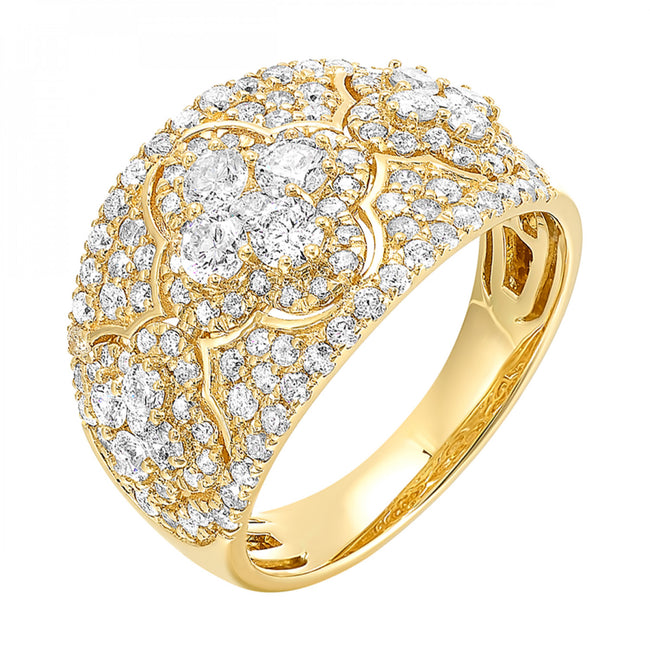 Opulent Dome Shape Dazzling Diamond Ring Cigar Band 14K| Gemmas Jewelers