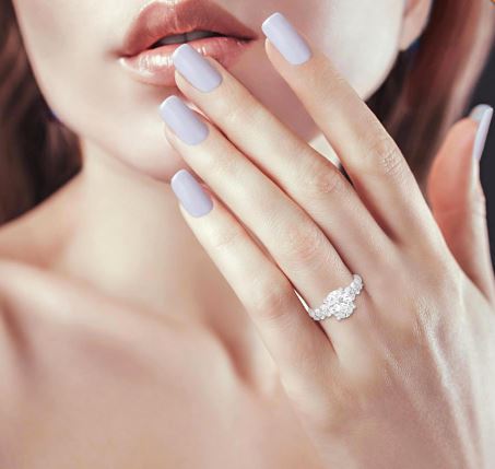 Oval and Round Cut Diamond Semi Mount Engagement Ring in 14K Gold