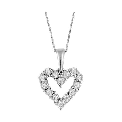 Gorgeous Diamond Heart Necklace in 10K White Gold